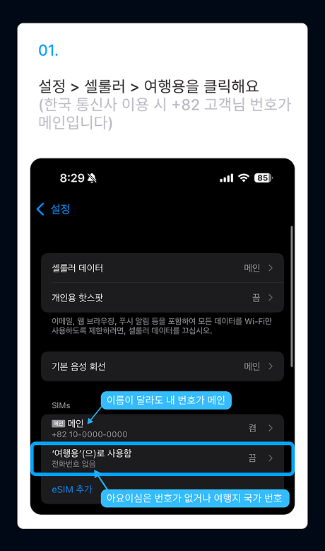 eSIM 설치 가이드